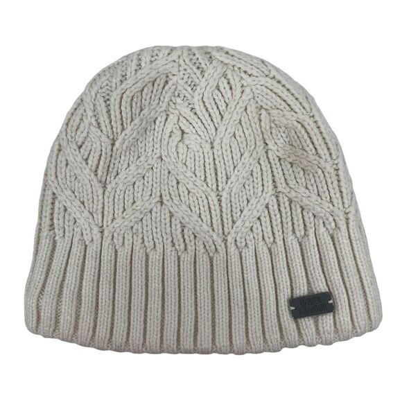 Under Armour Women’s UA Around Town Beanie Knit Cream Fleece Lined Warm OSFM - Picture 2 of 13